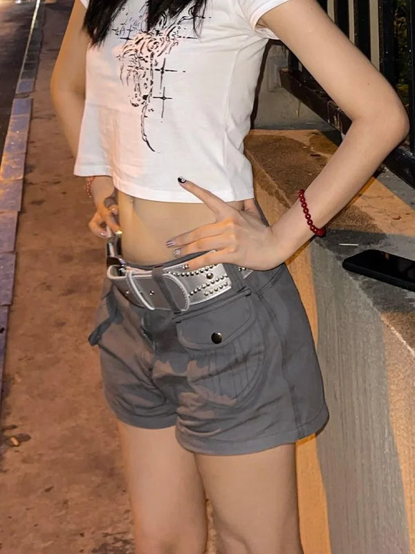 Y2K Vintage High Waist Cargo Shorts