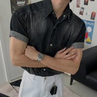 Vintage Mens Denim Short Sleeve Shirt — dettaglio della stampa