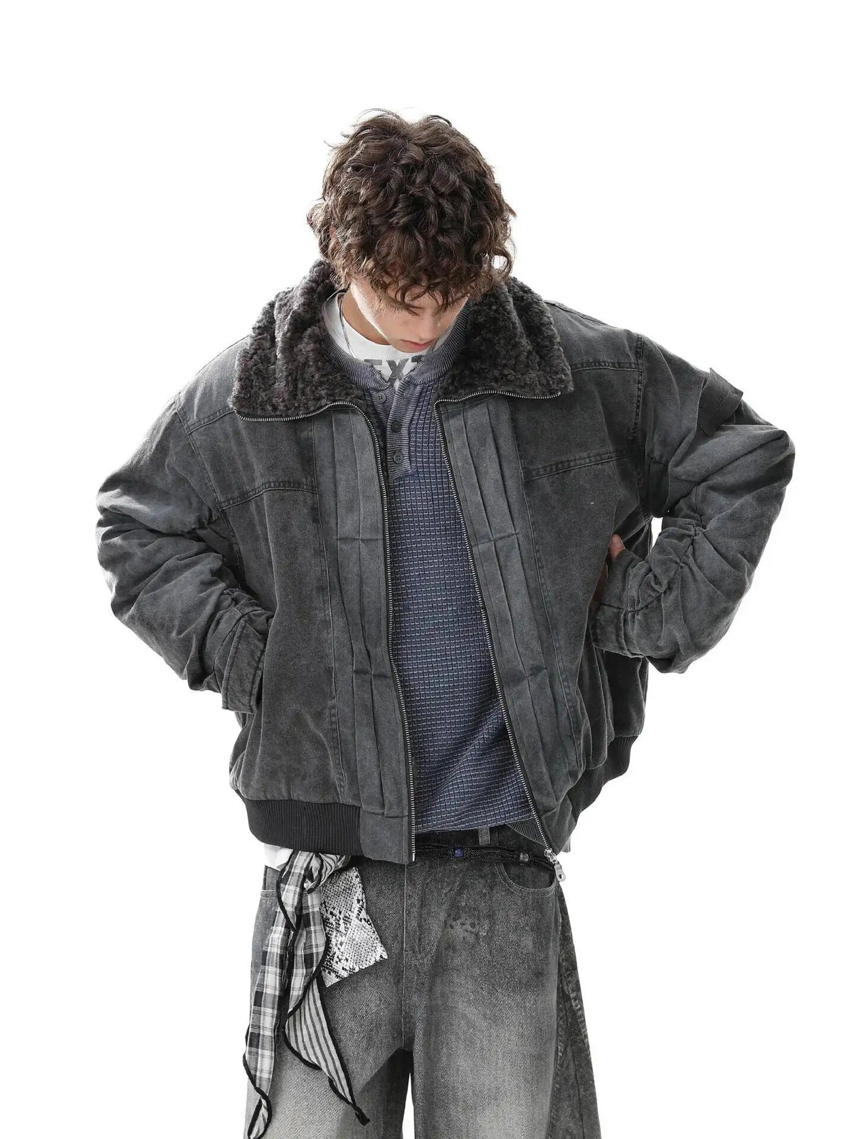 Vintage Mens Fleece Lined Padded Coat Jacket — dettaglio