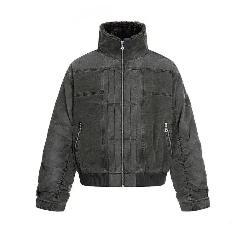Vintage Mens Fleece Lined Padded Coat Jacket — vista frontale
