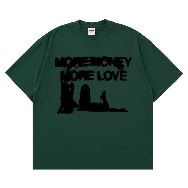 Vintage "More Money More Love" Graphic T Shirt — vista frontale