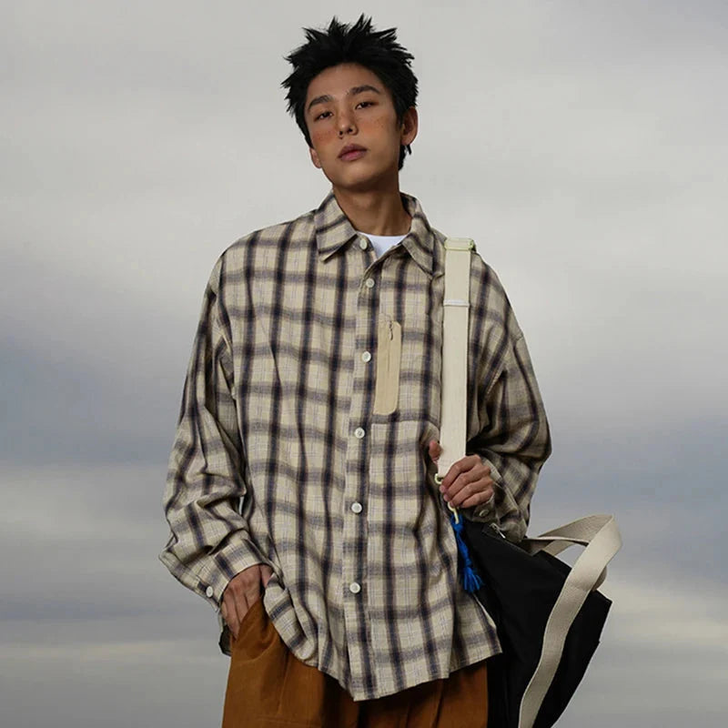 Vintage Plaid Long Sleeve Button Up Shirt — in alternativa