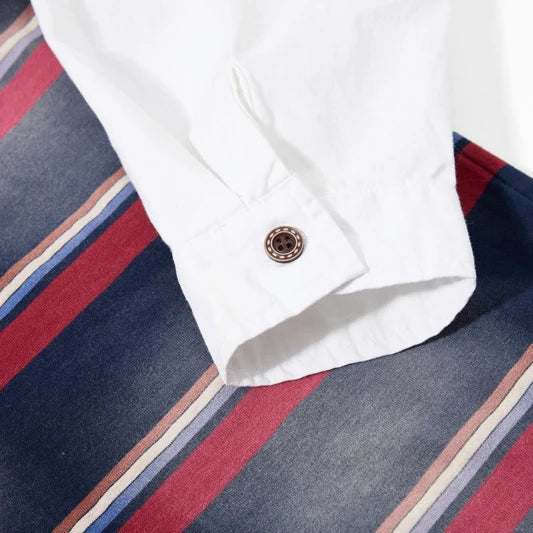 Vintage Striped Washed Mock Two Layer Polo Shirt — in alternativa