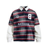 Y2K Vintage Striped Washed Mock Two Layer Polo Shirt