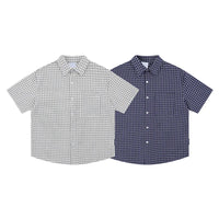 Vintage Style Plaid Short Sleeved Thin Cotton Shirt — dettaglio