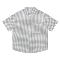 Vintage Style Plaid Short Sleeved Thin Cotton Shirt — vista frontale
