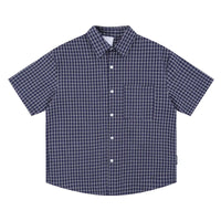 Vintage Style Plaid Short Sleeved Thin Cotton Shirt — vista posteriore