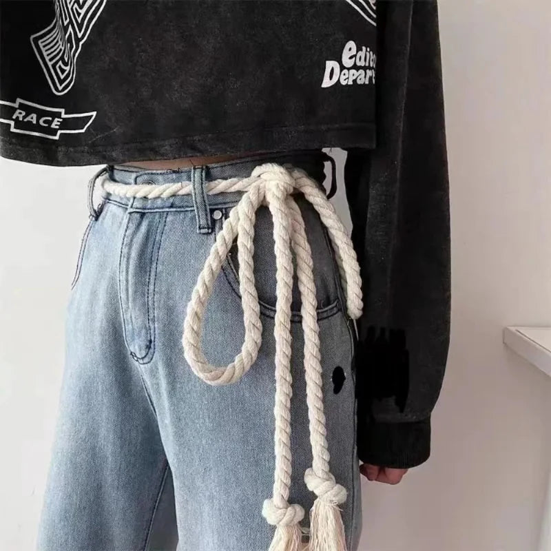 Vintage Thick Rope Belt — vista posteriore