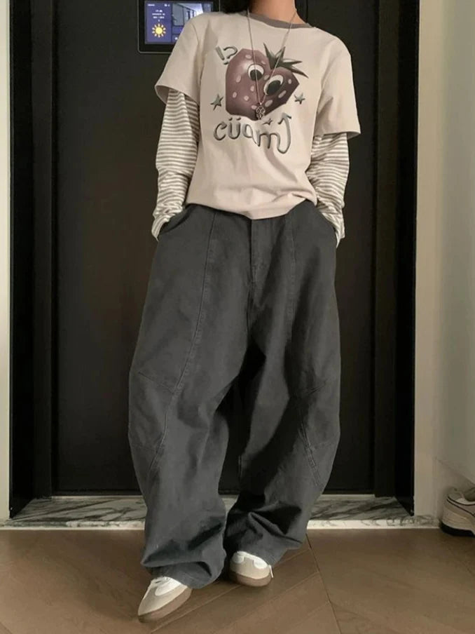 Vintage Wash Wide Leg Barrel Cargo Jeans — in alternativa