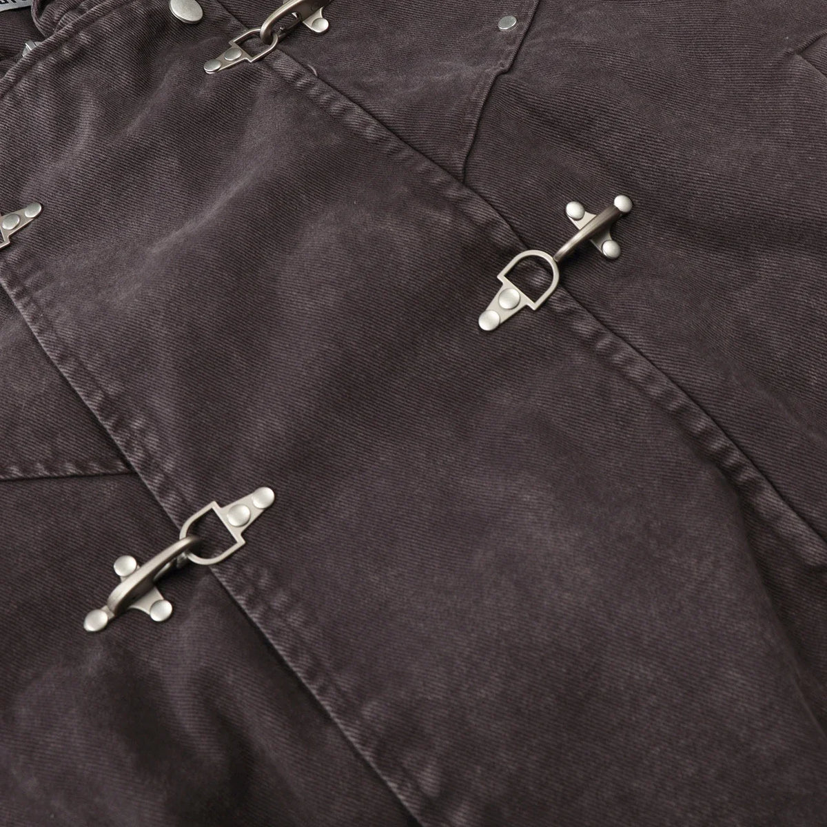 Vintage Washed Airplane Clip Denim Jacket Coat — dettaglio del tessuto