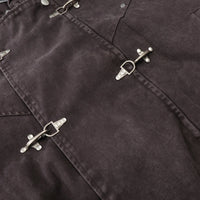 Vintage Washed Airplane Clip Denim Jacket Coat — dettaglio del tessuto