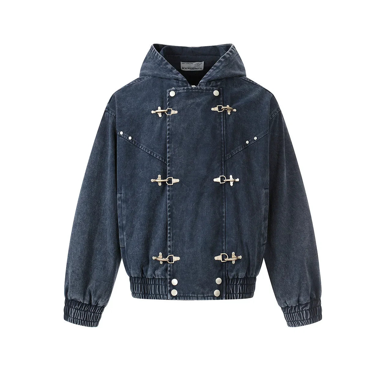 Vintage Washed Airplane Clip Denim Jacket Coat — vista posteriore