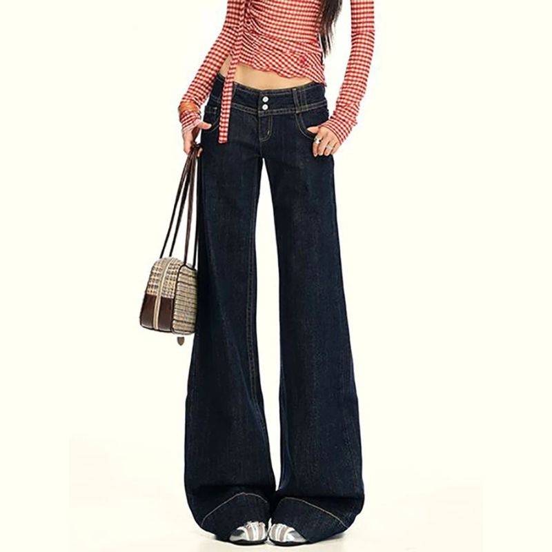 Vintage Womens Low Waist Wide Leg Jeans — vista frontale