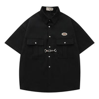 Waffle Button Up Short Sleeve Shirt — vista frontale