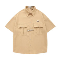 Waffle Button Up Short Sleeve Shirt — vista posteriore