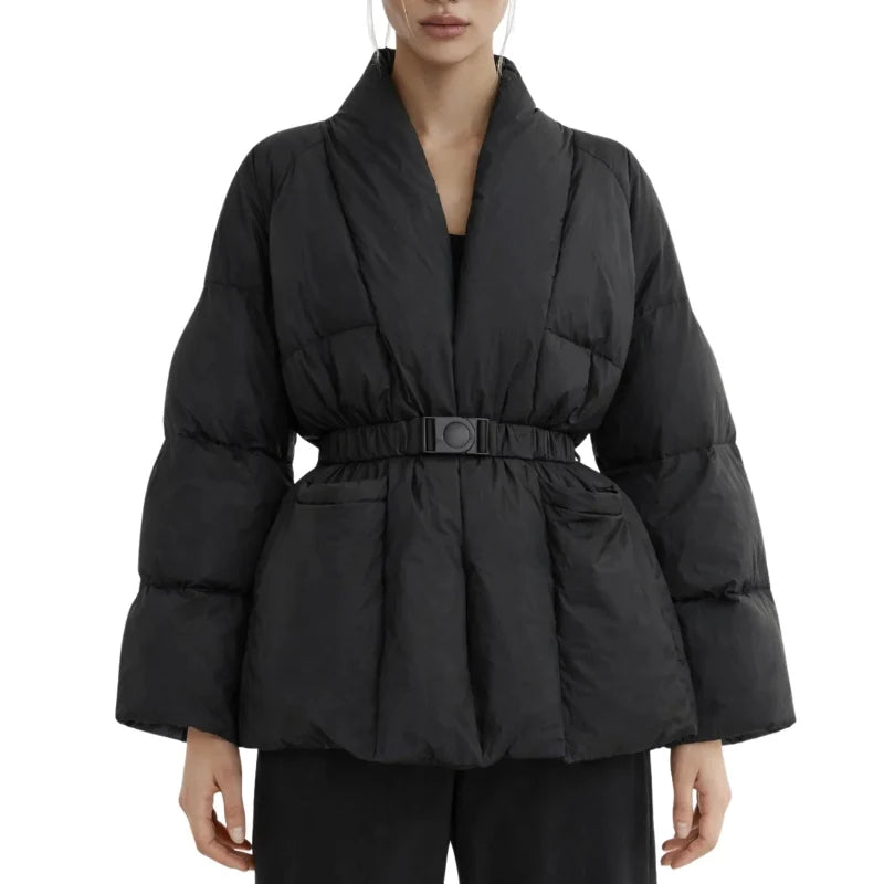 Waist Belt Padded Parka Coat — dettaglio