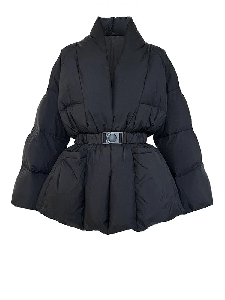 Waist Belt Padded Parka Coat — vista posteriore