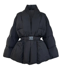 Waist Belt Padded Parka Coat — vista posteriore