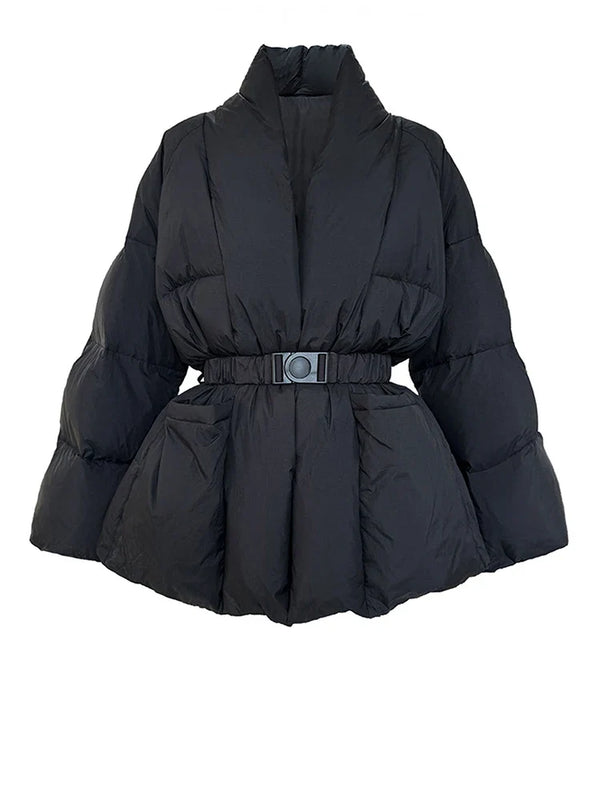 Y2K Waist Belt Padded Parka Coat