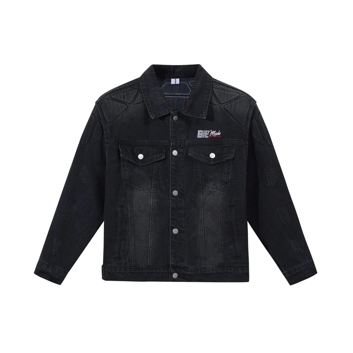 Washed Armour Panel Denim Jacket — vista frontale