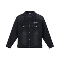 Washed Armour Panel Denim Jacket — vista frontale