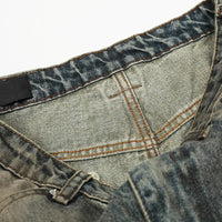 Washed Contrast Wide Leg Curved Knife Barrel Jeans — dettaglio della stampa