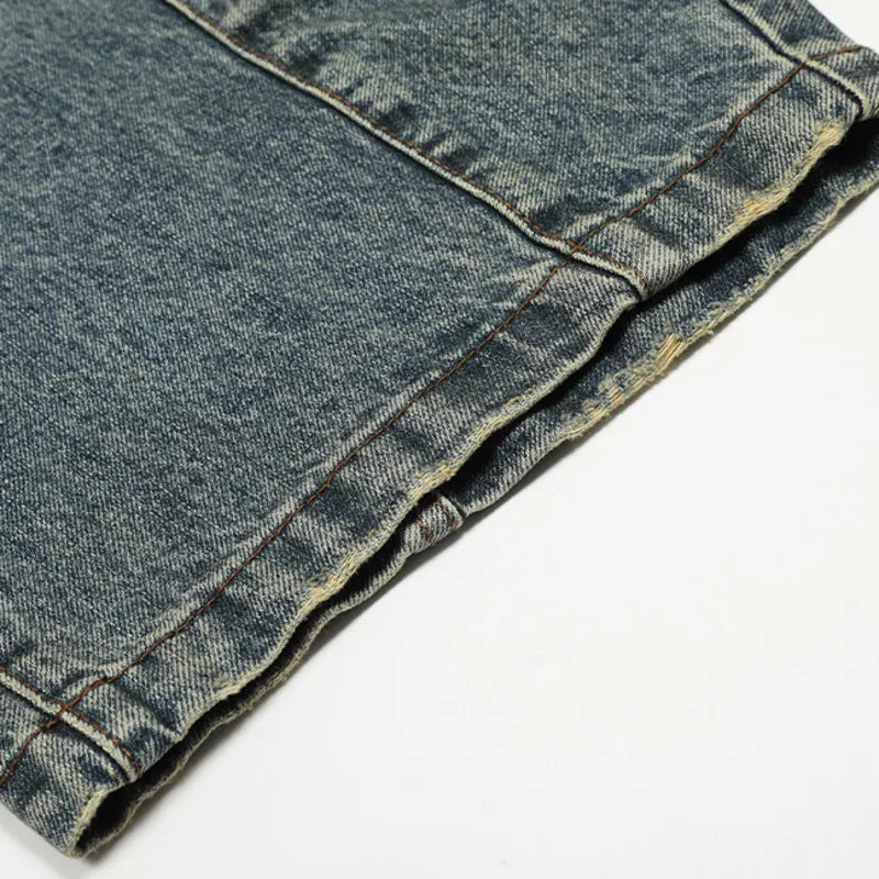 Washed Contrast Wide Leg Curved Knife Barrel Jeans — in alternativa