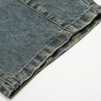 Washed Contrast Wide Leg Curved Knife Barrel Jeans — in alternativa