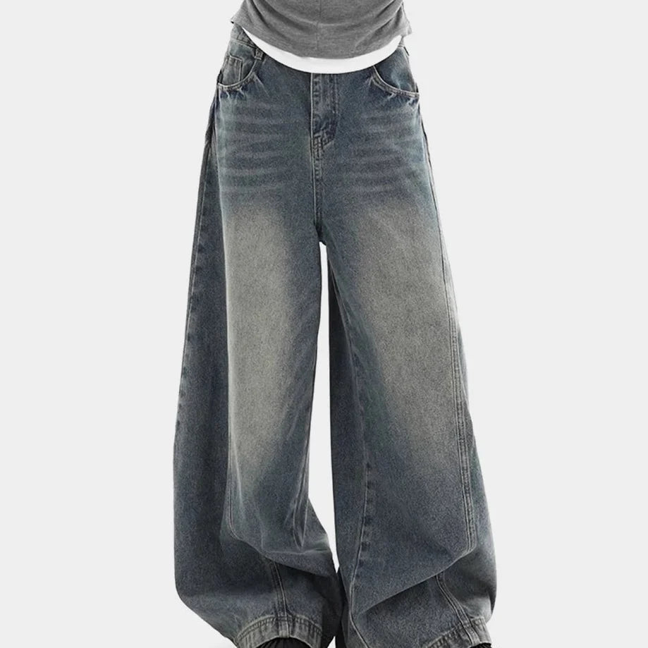 Washed Essentials Denim Curved Baggy Barrel Jeans — vista posteriore