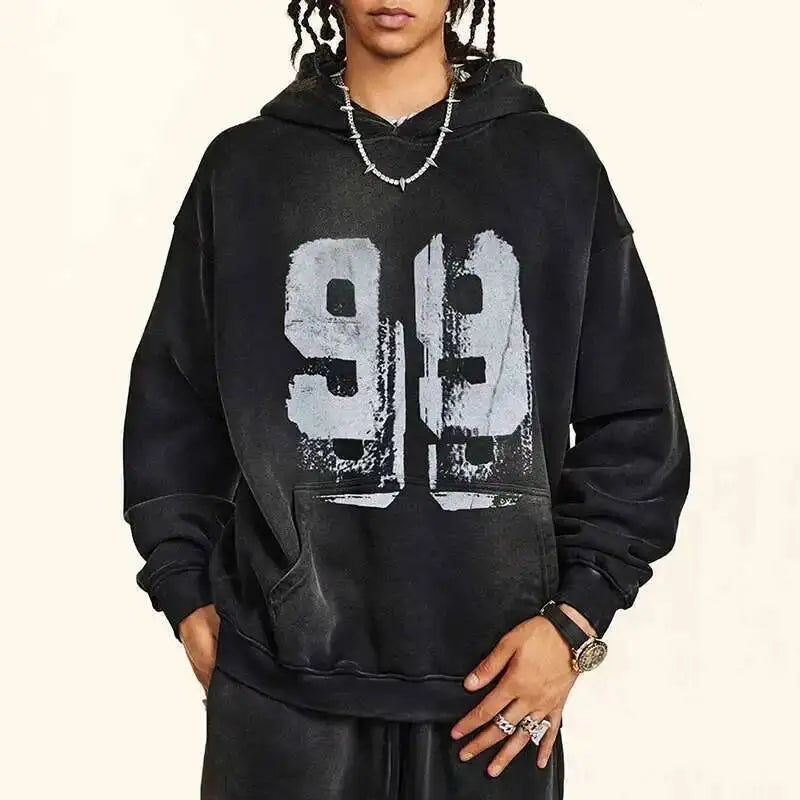 Washed Graphic "99" Hoodie — dettaglio del tessuto