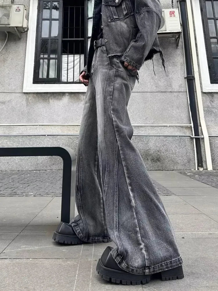 Washed Grey Baggy Stacked Flare Jeans — in alternativa