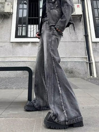 Washed Grey Baggy Stacked Flare Jeans — in alternativa
