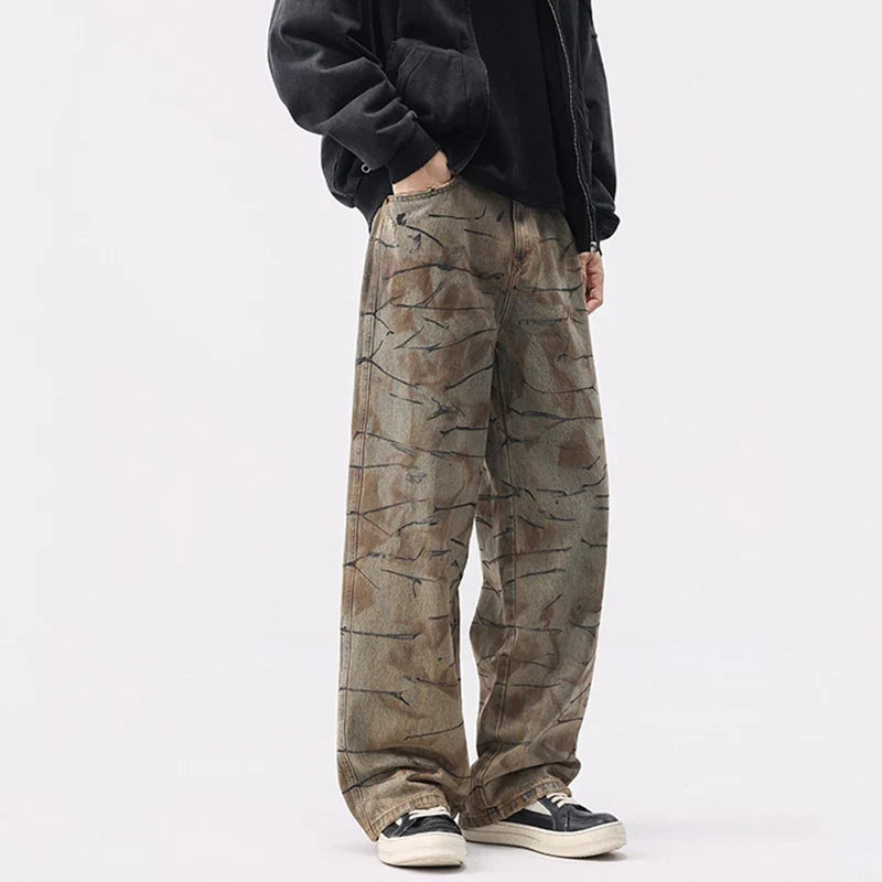 Washing Mud Contrast Colour Denim Jeans — dettaglio della stampa
