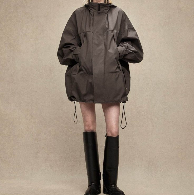 Waterproof Adjustable Long Windbreaker Jacket Coat — vista posteriore