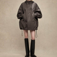 Waterproof Adjustable Long Windbreaker Jacket Coat — vista posteriore