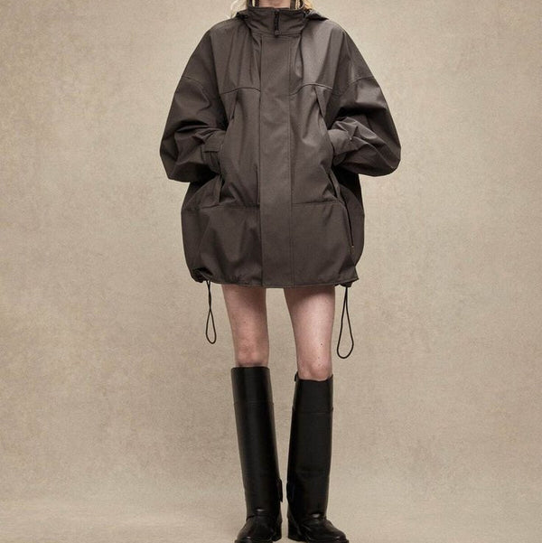 Y2K Waterproof Adjustable Long Windbreaker Jacket Coat