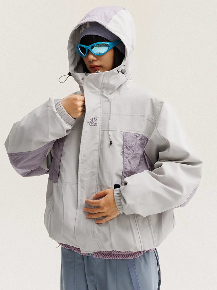 Waterproof Nylon Track Cargo Windbreaker Jacket — vista laterale