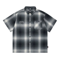West Side Patch Embroidery Plaid Short Sleeve Shirt — vista frontale