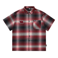 West Side Patch Embroidery Plaid Short Sleeve Shirt — vista posteriore