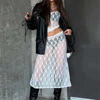 White Fairy Grunge Flowy Midi Skirt — dettaglio