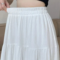 White Pink Tiered Casual Long Maxi Skirt — vista completa