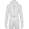 Y2K White Plush Crop Zip Up Hoodie