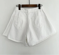 White Short High Waist Wide Leg Denim Shorts Jorts — vista frontale