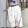 Y2K White Wide Leg Cargo Jorts