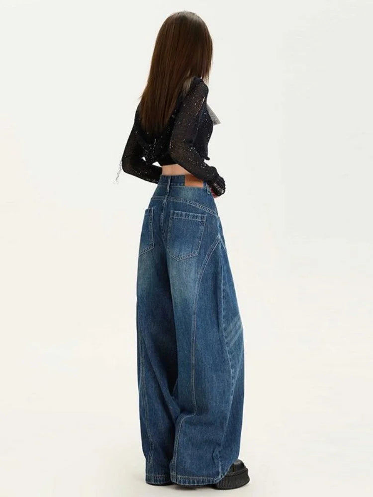 Wide Leg Baggy Barrel Jeans — dettaglio della stampa