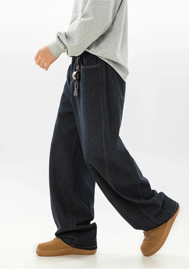 Wide Leg Baggy Dark Wash Jeans — vista frontale