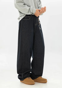 Wide Leg Baggy Dark Wash Jeans — dettaglio del tessuto
