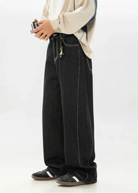 Wide Leg Baggy Dark Wash Jeans — vista completa
