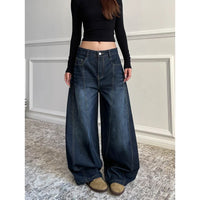 Wide Leg Baggy Denim Boot Cut Barrel Jeans — dettaglio del tessuto