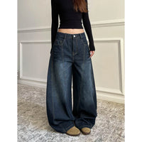 Wide Leg Baggy Denim Boot Cut Barrel Jeans — vista posteriore